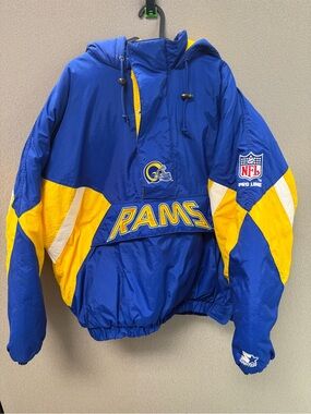 Vintage Starter NFL RAMS Blue & Yellow Pullover Jacket